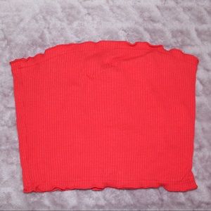 Red Lettuce Edged Tube Top